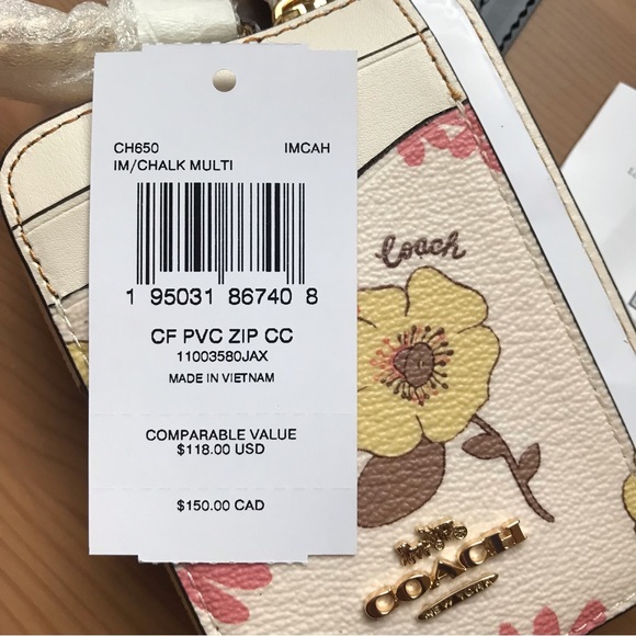 🌸 Coach Coach Zip Card Case With Floral Cluster Print - Picture 10 of 14